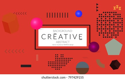 Minimal universal banner templates in Memphis style with 3D shapes. Futuristic retro 3D geometric design. Bright neon web banner layout.