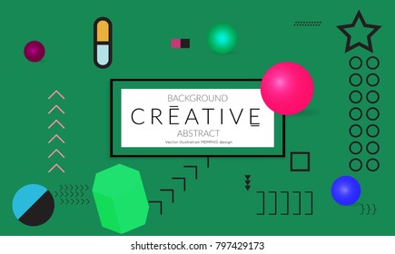 Minimal universal banner templates in Memphis style with 3D shapes. Futuristic retro 3D geometric design. Bright neon web banner layout.
