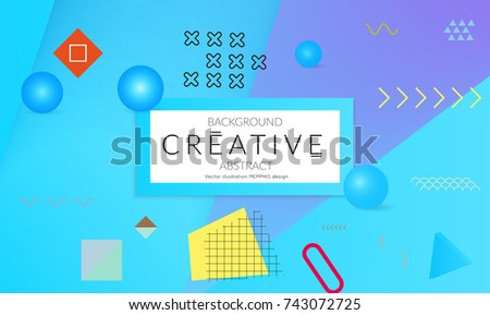 Minimal universal banner templates in Memphis style with 3D shapes. Futuristic retro 3D geometric design. Bright neon web banner layout.