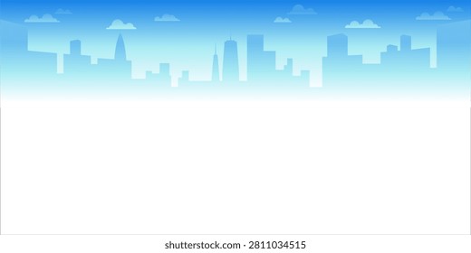 Minimal urban skyline background with soft gradient sky and copy space. Modern cityscape illustration suitable for park, environment, nature or urban design concepts and presentation layouts
