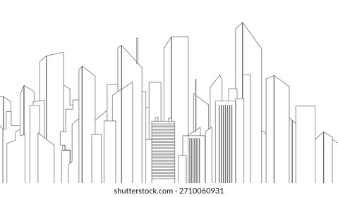 Vetor urbano mínimo da linha do horizonte com edifícios estruturados, linhas polidas e um fundo simples perfeito para aplicações de design corporativo