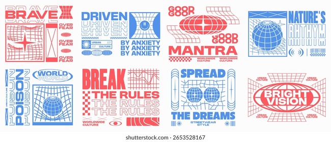 Minimal urban typography quotes set, Streetwear t-shirt design bundle, Brutalism graphic tee for print, Geometric shape poster design collection, Urban slogan clothing design packs