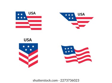 Ilustración mínima de vectores de iconos de bandera de EE.UU.