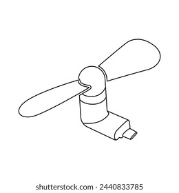 Minimal USB fan icon to cool down with fresh air in hot summer vector.