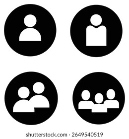 Minimal user icon set including profile, group, and avatar symbols. Ideal for UI UX team graphics, and contact pages