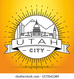 Minimal Utah City Linear Skyline with Typographic Design