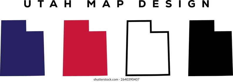 Minimal Utah State Outline , Line Art Map Silhouette