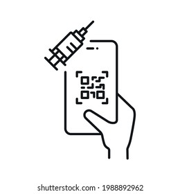 minimal vaccination qr code app - web symbol - vector