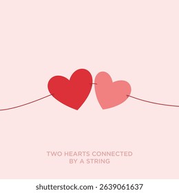Minimal Valentine Hearts Duo Outline Vector
