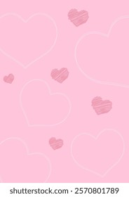 Minimal Valentines Day background with a scribble hearts design 