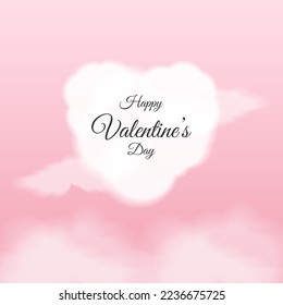 Minimal Valentine's day greeting with heart shape cloud