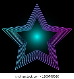 Minimal vaporwave / synthwave style logotype. Element cyberpunk. Neon star with pink and purple gradient on a dark background.