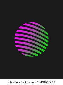 Minimal vaporwave / synthwave style logotype. Neon circle with pink and purple gradient on the dark background