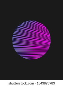 Minimal vaporwave / synthwave style logotype. Neon circle with pink and purple gradient on the dark background