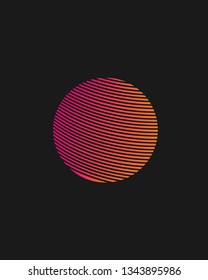 Minimal vaporwave / synthwave style logotype. Neon circle with pink and purple gradient on the dark background