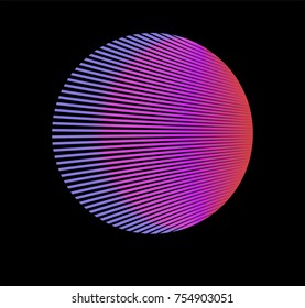Minimal vaporwave / synthwave style logotype  Neon circle and pink   purple gradient the dark background 