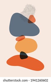 Minimal vector abstract wall arts. Hand drawn shape and dots design for wall framed prints, canvas prints, poster, home decor, cover, wallpaper. geometric minimalism