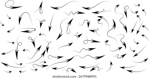 Minimal vector arrow doodles set art illustration design