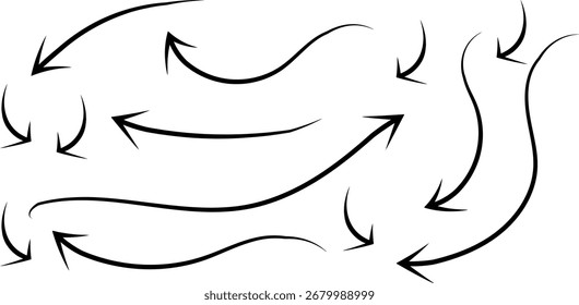 Seta vetor mínima rabisca definir arte ilustração design