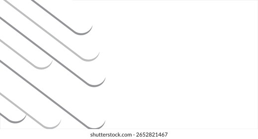 Um plano de fundo vetorial mínimo com linhas diagonais de bordas arredondadas em vários tons de cinza em um plano de fundo branco. Ele dá uma aparência elegante, moderna e profissional com elementos de design limpos