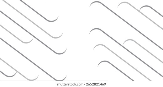 Um plano de fundo vetorial mínimo com linhas diagonais de bordas arredondadas em vários tons de cinza em um plano de fundo branco. Ele dá uma aparência elegante, moderna e profissional com elementos de design limpos