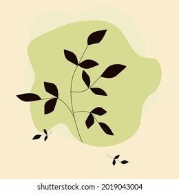 Minimal vector background with pastel color, abstract shapes with leaves design