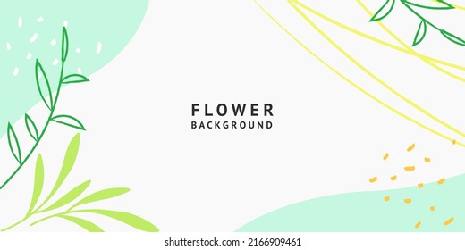 Banner vectorial mínimo. Resumen del fondo orgánico floral de verano con hojas y espacio de copia para texto