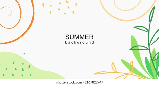 Banner vectorial mínimo. Resumen del fondo orgánico floral de verano con hojas y espacio de copia para texto