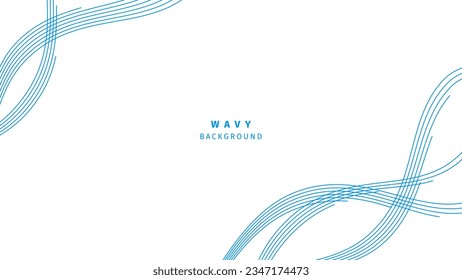 Minimal vector banner. Blue intersecting waves on white background. Editable stroke