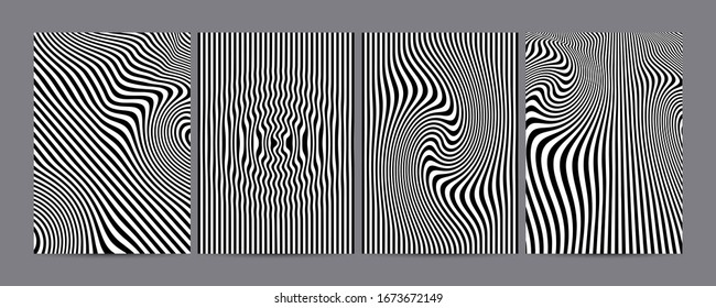 Minimale Vektorillustration Schwarz-Weiß Cover Design. Cool dynamische Linien. Optische Illusion. EPS10-Vorlage.