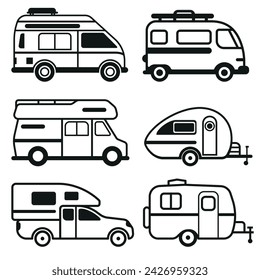 minimal vector camper icon collection