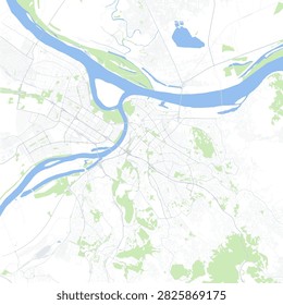 Minimal vector city map of Belgrade with streets, parks and Danube River