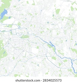 Minimal vector city map of Berlin with streets, parks and waterways