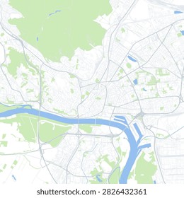 Minimal vector city map of Bratislava with streets, parks and Danube River