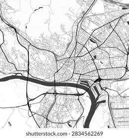 Minimal vector city map of Bratislava with streets, parks and Danube River