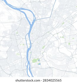 Minimal vector city map of Cairo with streets, parks and Nile River