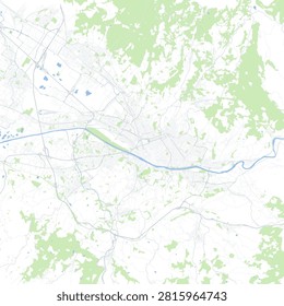 Minimal vector city map of Florence with streets, parks and Arno River