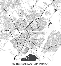 Minimal vector city map of Gaborone with streets, districts and road network