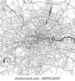 Minimal vector city map of London with streets, parks and River Thames