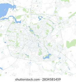 Minimal vector city map of Minsk with streets, districts and road network