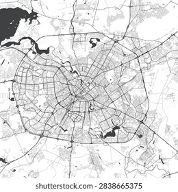 Minimal vector city map of Minsk with streets, districts and road network