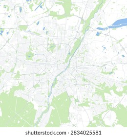 Minimal vector city map of Munich with streets, parks and Isar River