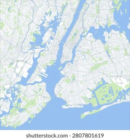 Minimal vector city map of New York City with streets, parks and waterways