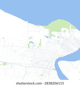 Minimal vector city map of Paramaribo with streets, districts and road network