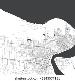 Minimal vector city map of Paramaribo with streets, districts and road network