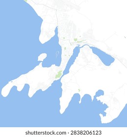 Minimal vector city map of Port Vila with streets, districts and road network