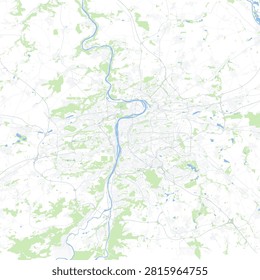 Minimal vector city map of Prague with streets, parks and Vltava River