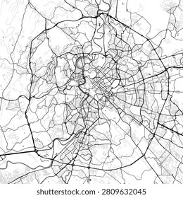 Minimal vector city map of Rome with streets, parks and Tiber River