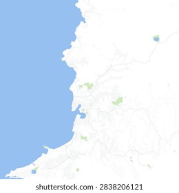 Minimal vector city map of St George's with streets, districts and road network