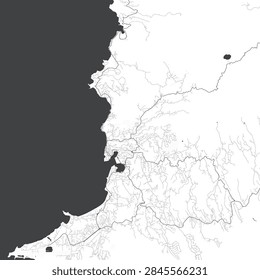 Minimal vector city map of St George's with streets, districts and road network